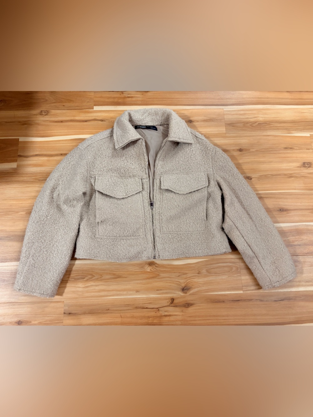 Men's Sherpa Zip Jacket - Beige
